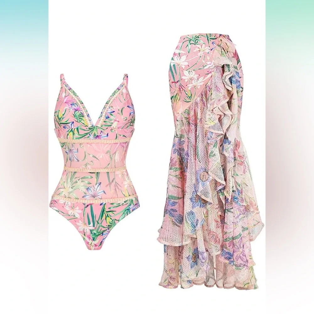 Floral Pink One-Piece Swimsuit